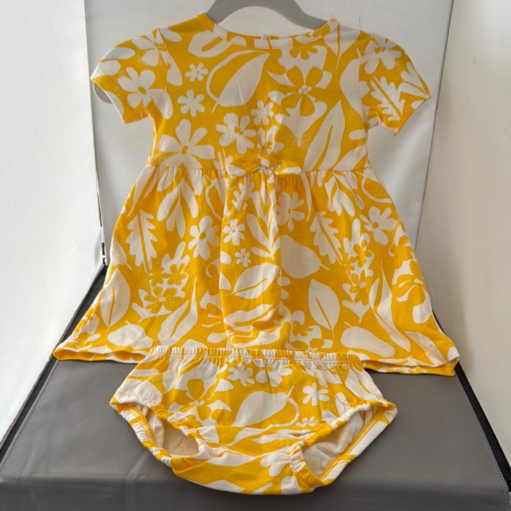 Carter Yellow and White Floral Baby Dress with Bloomers 12 mo